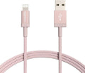 Amazon Basics 2-Pack USB-A to Lightning Cable, Apple MFi Certified, Nylon Braided Cord for iPhone 14 13 12 11 X Xs Pro, Pro Max, Plus, iPad, Data Sync, High Speed Transfer, 6 Foot, Rose Gold