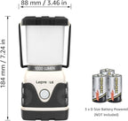Lepro 1000LM Battery Powered LED Camping Lantern, White Tent Light with 4 Light Modes, Camping Essentials, Waterproof Lantern Flashlight for Camping, Emergency Light, Power Outage, Not Rechargeable