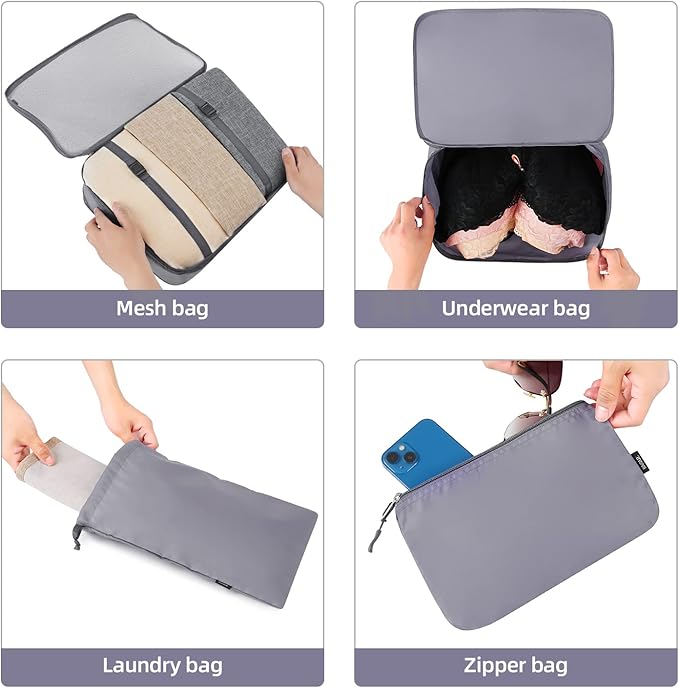 BAGAIL 6 Set/8 Set/10 Set Packing Cubes Various Sizes Packing Organizer for Travel Accessories Luggage Carry On Suitcase