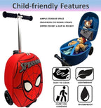 Fast Forward Spider-Man 18" Ride-On Suitcase Scooter - Lightweight Carry-On Scooter Luggage