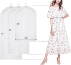 Clear Garment Bags Suit Bag for Closet Storage Set of 12 Hanging Dress Cover Bag with Zipper for Suit, Coat, Long Dresses Clothes Storage-24” x 40”/50”/60”