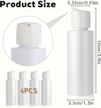 2 Oz Travel Squeeze Bottle with Flip-top Pour Spout, 4Pcs Small Plastic Bottles Refillable Squeeze Bottle for for Lotion, Shampoo, Various Liquids (White)