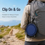 Collapsible Dog Bowls with Carabiner, Double Portable Travel Pet Bowls for Food and Water, Foldable Silicone Dog Bowl for Walking, Hiking, Camping, Small Medium Dogs and Cats, Gray