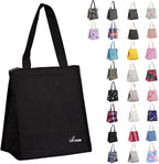 iknoe Insulated Lunch Bag for Women & Adults, 9L Foldable Wide-Open Cooler Bag with Pockets, Leakproof & Portable, for Picnic, Office, Beach(Plain Black)