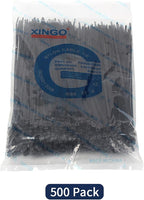 XINGO 10 Inch Cable Zip Ties (500 Pack), 40 Lbs Tensile Strength-Heavy Duty, Self-Locking Nylon Plastic Nylon Wire Ties for indoor and outdoor (Black)