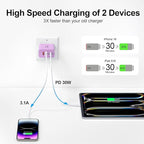 USB C Charger Block, 60W 5-Port Type C Charger Fast Charging Block, USBC USB Multiple Port Wall Charger Plug Adapter for iPhone 17/Air/16/15/14/13/12/11 Pro Max, Samsung Galaxy, iPad, Tablet (Purple)