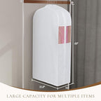 Univivi Premium Cotton Garment Bags for Hanging Clothes and Storage, 60 Inch Washable Dress Bags for Gowns Long, Full Zipper Dust Cover with Extra Large 10" Gusset & Clear Window - 2 Pack