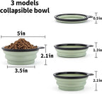 SLSON Collapsible Pet Feeder, 2 Pack Dog Bowls with Cover Lids, Portable Foldable Cat Water Dish Bowl for Pets, Small, Fairy Pink and Sprout Green