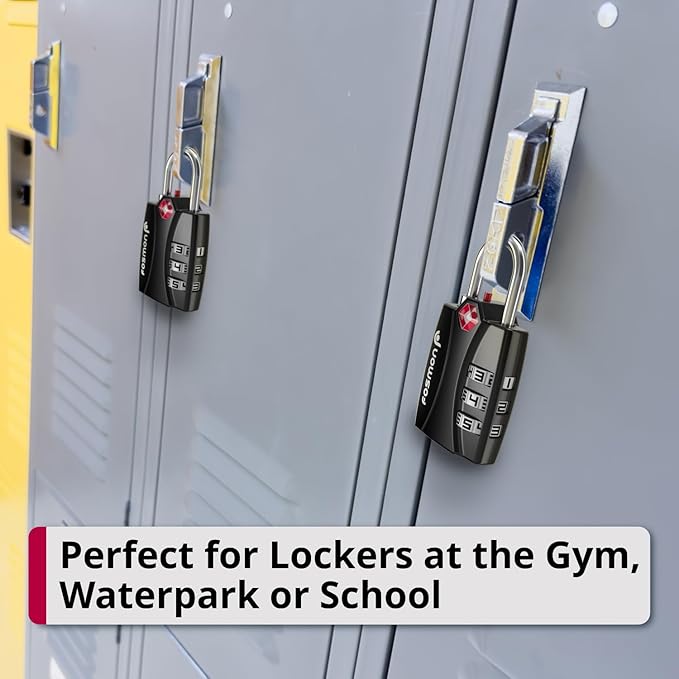 Fosmon TSA Approved Locks for Luggage. Suitcase Locks with Open Alert Indicator, 3 Digit Combination Padlock with Alloy Body for Travel, Backpack Zipper Anti Theft, Locker, Gym, Gun Case, Tent- 2 Pack