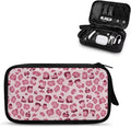 Pink Leopard Print Electronic Organizer Travel Case Portable Tech Pouch Electronics Case Storage Bag for Cable Cord Charger Phone Earphone