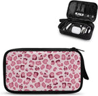 Pink Leopard Print Electronic Organizer Travel Case Portable Tech Pouch Electronics Case Storage Bag for Cable Cord Charger Phone Earphone
