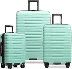 U.S. Traveler Boren Expandable Hardside Rugged Travel Luggage with 8 Spinner Wheels, Mint, 3-Piece Set