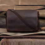 Leather Farm Messenger Bag for Men & Women 15.6 Inch – Premium Vintage Handmade Laptop Briefcase Satchel, Mens Shoulder Crossbody, Genuine Leather Computer Bag with Adjustable Strap Brown