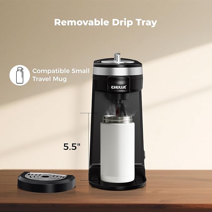 CHULUX Single Serve Coffee Maker for K Capsule, Mini Single One Cup Coffee Machine, Perfect for Small Space, Black
