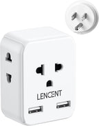 LENCENT EU to US Plug Adapter, European to USA Outlet Adaptor with 2 USB, Europe to American Outlet, 3-Sided Outlet Extender, Wall Tap, Mini Charger Box, Travel Plug Converter