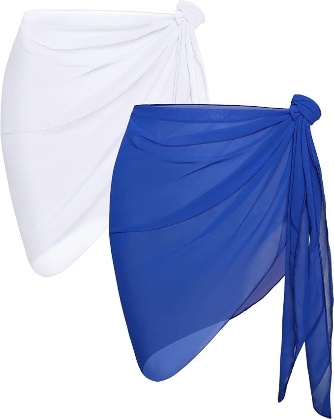 CHICGAL 2 Pieces Women Beach Sarong Bathing Suit Wrap Skirt Sheer Bikini Swimsuit Cover Ups for Swimwear