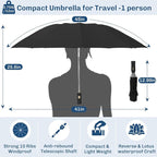TOPSAIL 45in Compact Inverted Folding Umbrella for Travel Wind-resistant, Anti-rebound & Safe Collapsing, Portable & Sturdy Windproof Reverse Umbrellas for Rain