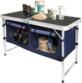 CampLand Outdoor Folding Table Aluminum Lightweight Height Adjustable with Storage Organizer for BBQ, Party, Camping