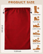 4 Pcs Shoe Bags for Travel, 21.2"x13.3" Large Boot Bags for Cowboy Boots, Washable Velvet Dust Bag with Drawstring for Dress Shoes, Handbags and Clothing, Suitable for Travel and Home Storage
