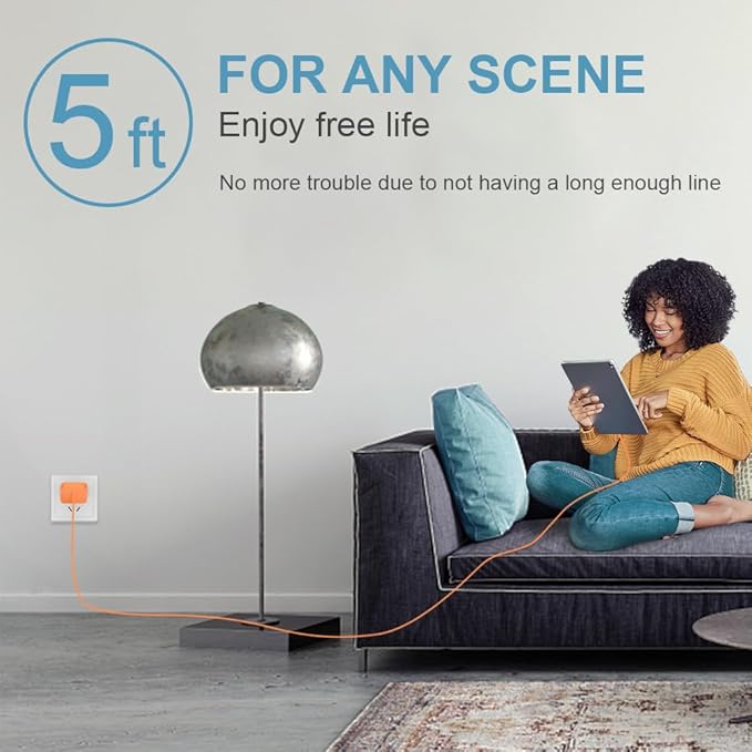 5FT iPhone 17 16 15 Charger Fast Charging USB C Charger Block Type C Chagrer Fast Charging 2-Pack for iPhone 17/17 Plus/17 Pro/17 Pro Max/iPhone 16/16 Plus/16 Pro/16 Pro Max/15 Pro Max/Samsung(Orange)