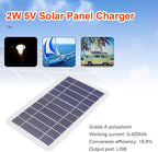 5V High Power USB Solar Panel Outdoor Waterproof Hike Camping Portable Cells Battery Solar Charger for Mobile Phone, White & Black