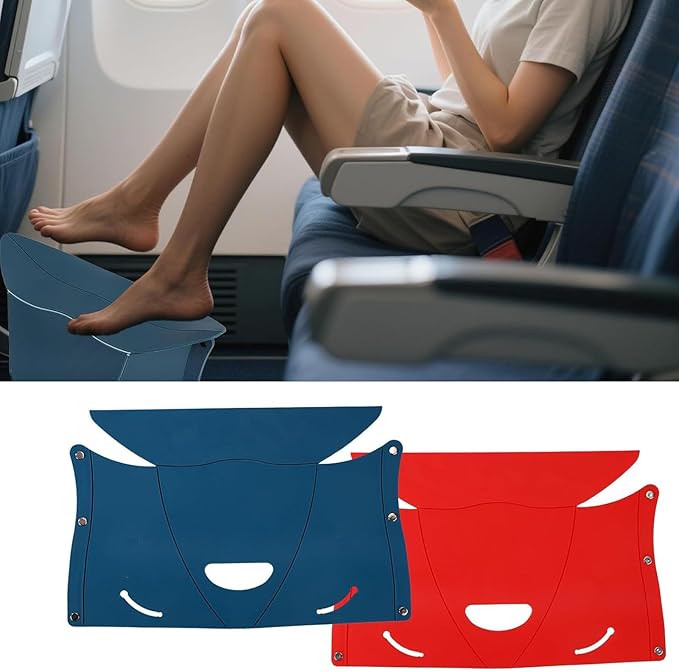 3Pcs Airplane Foot Rest for Long Flight Portable Under Desk Foot Stool Folding Portable Camping Hiking Stool for Long Flights, Cars, Subways, Office, Trains (Red, Blue, Green)