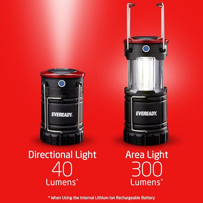 Eveready Collapsible Rechargeable Lanterns, 300 Lumens, USB Rechargeable Lantern, Outdoor and Camp Lantern, Micro-USB Charging Cable Included, 4 Count