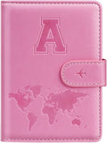 Passport Holder Cover Initail Letter A-Z Travel Wallet 3D Embossed Design RFID Blocking Card Holder Personalized Gift Passport Cover Wallet, Passport Book Holders for Women and Girls, Pink-A