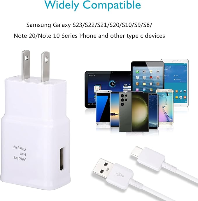 Android Phone Charger Samsung Charger Fast Charging Cord with 10FT USB Type C Cable for Samsung Galaxy S23/S23 Ultra/S22/S21/S20/S20+/S10/S10+/S10e/S9/S9+/S8/S8Plus/Edge/Active/Note 8/9/10/20