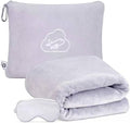 Travel Blanket, Airplane Blanket, Ultra-Soft, Warm & Lightweight, 65x40 in, Outdoor Blanket Essentials for Women, Men & Kids, Included Eye Mask, Luggage Sleeve & Backpack Clip Grey