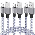 USB to USB C Cable (3Pack 6ft) USB A to Type C Cable Fast Charging Nylon Braided Data Sync Transfer Cord USB C Charger for iPhone 17 Pro Max/17 Air/16e/16 15 Pro/15 Plus/Galaxy S20 S10 Note 20(White)
