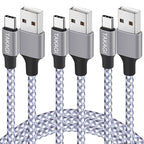 USB to USB C Cable (3Pack 6ft) USB A to Type C Cable Fast Charging Nylon Braided Data Sync Transfer Cord USB C Charger for iPhone 17 Pro Max/17 Air/16e/16 15 Pro/15 Plus/Galaxy S20 S10 Note 20(White)