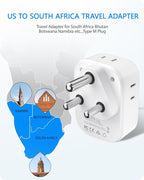 LENCENT South Africa Plug Adapter, Type M Adapter For South Africa with 4 American Outlets, 4 USB Ports(2 USB C), Type M Plug Converter for US to Bhutan Botswana Namibia Lesotho Nepal Sri Lanka