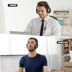 Rydohi Bluetooth Headphones Over Ear, 68H Playtime and 3 EQ Music Modes Wireless Headphones with Microphone/Deep Bass, HiFi Stereo Foldable Lightweight Headset for PC Home Travel Office （Black