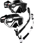 Aegend Snorkeling Gear for Adults Youth Kids, Snorkel Mask with Top Dry Valve - Panoramic View Anti-Leak and Anti-Fog with Mesh Bag for Snorkeling, Scuba Diving, Freediving & Swimming
