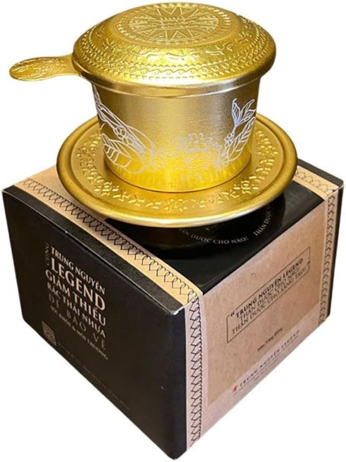 TRUNG NGUYEN LEGEND Vietnamese Pour Over Filter Set, Traditional Phin Drip Coffee Maker, Portable Reusable Coffee Press (Yellow)