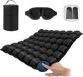 Portable Inflatable Seat Cushion, Airplane Travel Cushion Kit with Storage Pouch, Eye Mask & Earplugs, Fits Airplane Seat/Car/Office/Chairs (49 Air Cells)