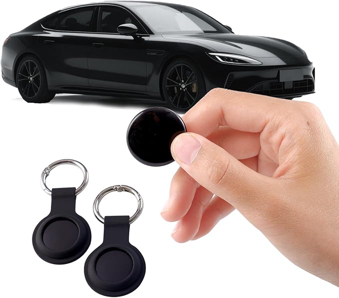 2 Pack GPS Tracker and 2 Keychains for Vehicles Work with Find My (iOS Only) Real Time Hidden Mini Car Locator Tracking Global Coverage Device No Monthly Fee or Subscription No SIM Card Required
