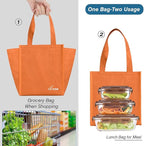 iknoe Insulated Lunch Bag for Women & Adults, 9L Foldable Wide-Open Cooler Bag with Pockets, Leakproof & Portable, for Picnic, Office, Beach(Orange)