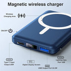 AOGUERBE for MagSafe Portable Charger, 10000mAh Magnetic Power Bank 22.5W Fast Charging, Mini Battery Pack Wireless with LED Display&Foldable Stand for iPhone 17/16/15/14/13/12 Series (Royal Blue)