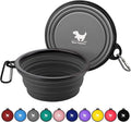 Collapsible Dog Bowls for Travel, 2-Pack Dog Portable Water Bowl for Dogs Cats Pet Foldable Feeding Watering Dish for Traveling Camping with Carabiners, BPA Free (Grey&Black, Medium (Pack of 2))