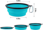 SLSON Dog Bowls Pet Collapsible Bowl with Cover Lids, 2 Pack, Light Blue and Green, Large