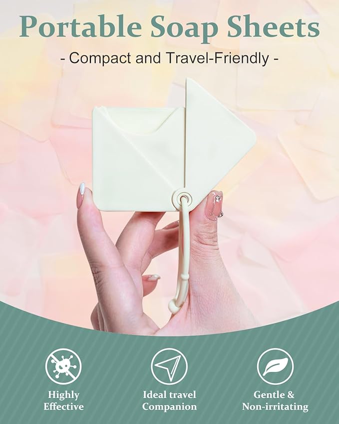 3 Boxes (150 Sheets) Hand Soap Sheets for Camping Essentials, Disposable Portable Foaming Bath Slice Sheet for Travel Outdoor Hiking