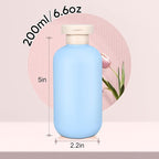 DEMORA 6.6oz Travel Bottles for Toiletries, Larger Plastic Travel Squeeze Bottles Leak Proof Refillable Toiletry Containers with Flip Caps and Labels for Shampoo Conditioner Lotion (Blue, 4 Pcs)