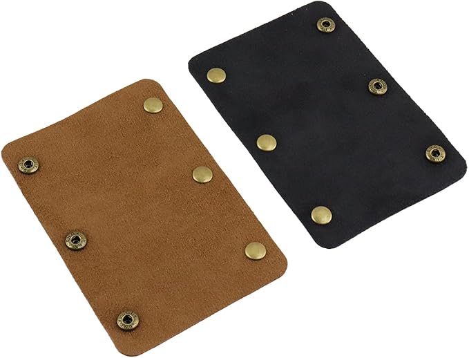 Mcredy 4 Pcs Luggage Handle Wrap Comfortable Leather Bag Strap Wrap Covers with Metal Clasp for Purse Wallet Shopping Travel Bags, Brown+Black