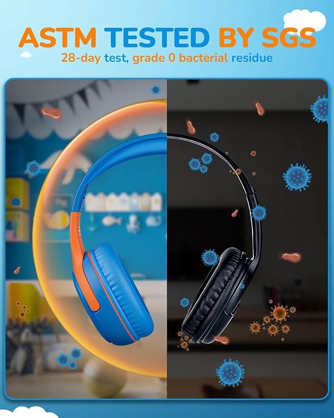 awatrue 3PCS Kids Headphones for School Travel, 85/94dB Safe Volume Limit, 3.5mm Jack, HD Mic, Portable Wired Headphone with Shareport, Stereo Sound On-Ear Headphones for Toddler Kids Girls Boys