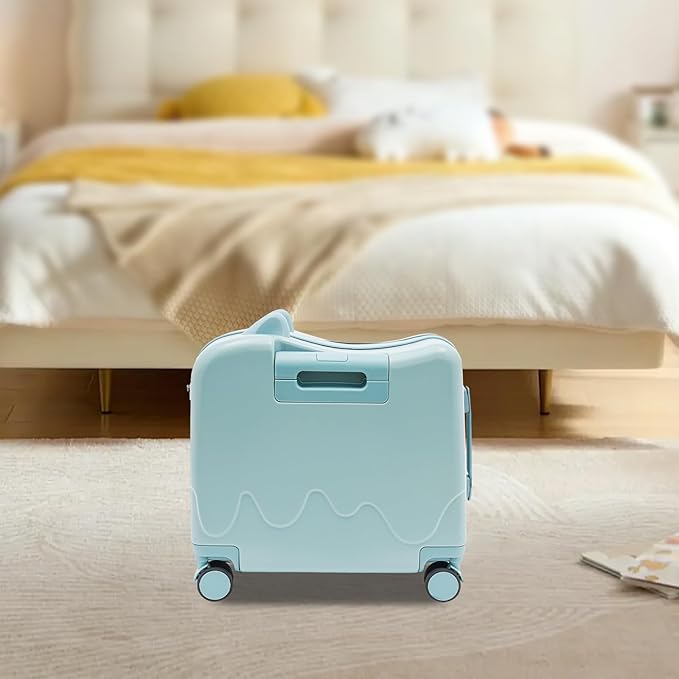 18" Kids Ride-On Suitcase,Children's Carry On Luggage Case,Rolling Luggage With Lock,Travel Trolley Case for Short Trips,School Trips,Outings (Sky blue)