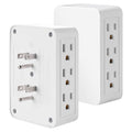 FiiMan 6 Outlet Wall Adapter, UL Listed 3-Prong Grounded Outlet to The Side, Wall Plug Side Access Adapter, 6 Way Outlet Extender Tap, White (2)