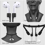 Compatible with for Airpods Pro 3 Strap, Silicone Anti-Lost Neck Strap Wire Cable Connector Sports Neckband for Airpod Pro 3/2/1, Airpods 4, 3, 2, 1, Black with White