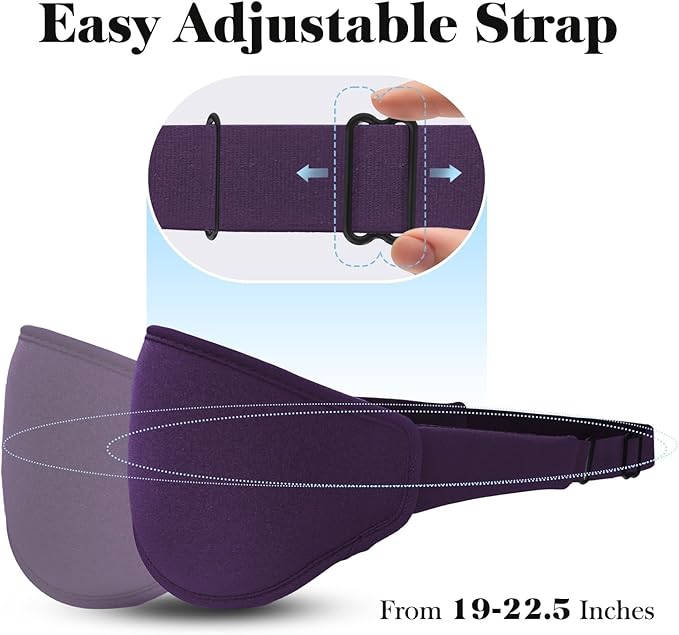 Fygrip 3D Eye Mask Sleep Mask for Men & Women, 100% Pressure-Free & Light Block-Out Eye Mask for Sleep with Easy Adjustable Strap, Night Eye Cover for Travel, Purple